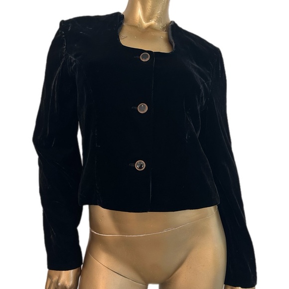 Vintage Jackets & Blazers - Vintage D’Albert Black rayon Velvet Long sleeve Jacket Top Lot 9-10 36” bust